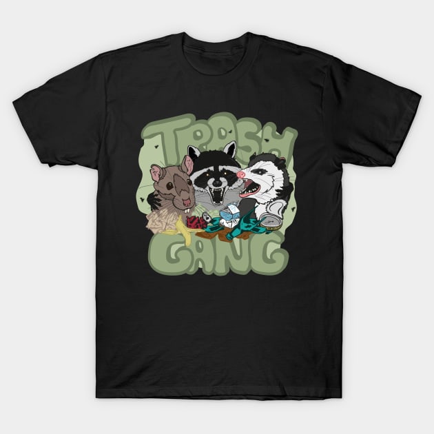 Rat Raccoon Opossum - Team Trash Gang - Garbage Gangsters T-Shirt by Xeire